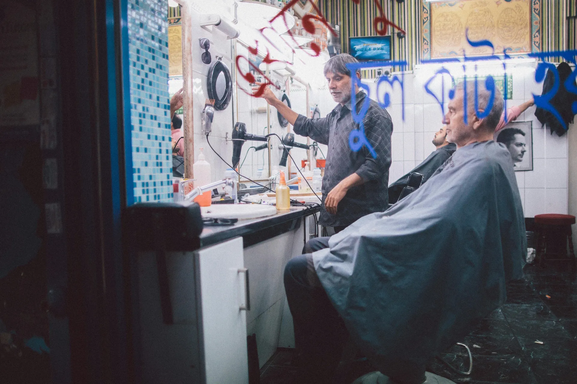 Barber giving haircut
