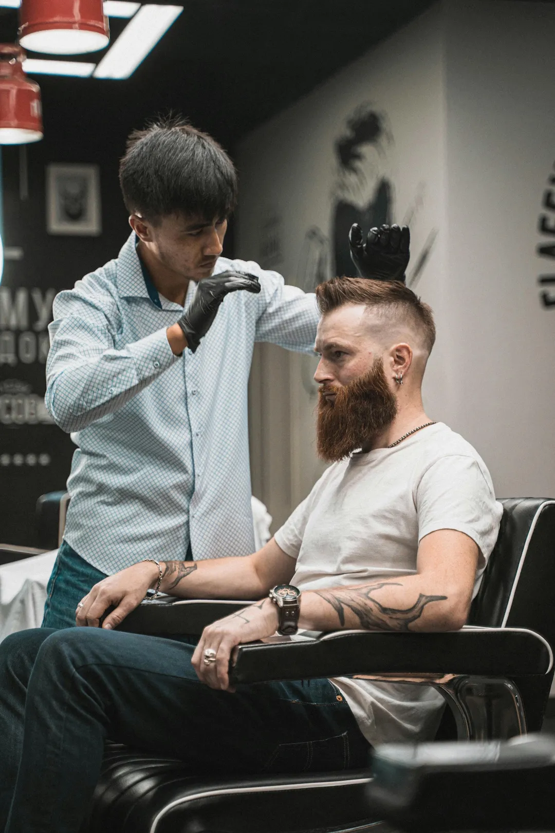 Barber giving haircut